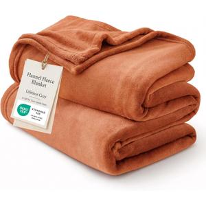 Bedsure GentleSoft Twin XL Fleece Blanket Dorm Bedding - Lightweight Soft Cozy Blankets for Bed, Sofa, Couch, Travel, Camping, Dark Orange, 66"x90"