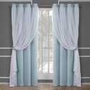 TOWN & COUNTRY LUXE Talia Double Layer Indoor Curtains, Sheer and Room Darkening Blackout, Grommet Top, Energy Efficient, 2-Pack Set, 52"x84", Aqua