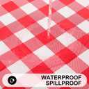 Smiry Rectangle Picnic Table Cloth, Elastic Waterproof Fitted Vinyl Tablecloths, Flannel Backed Buffalo Plaid Table Covers for Dining, Camping, Outdoor (White and Red, 30" x 72")
