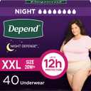 Depend Night Defense Adult Diapers, Incontinence & Postpartum Bladder Leak Underwear for Women, Disposable, Overnight, Extra-Extra-Large, Blush, 40 Count (4 Packs of 10)