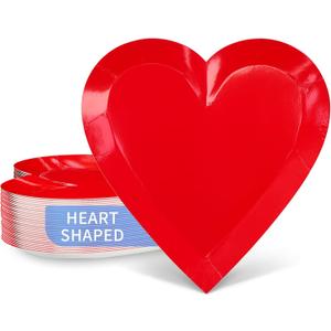 DYLIVeS Red Heart Shaped Plates 40 Count, 9'' Love Paper Plates Heart Tableware Heart Party Supplies for Valentine's Party Anniversary Party Supplies Wedding Party Decorations, Red