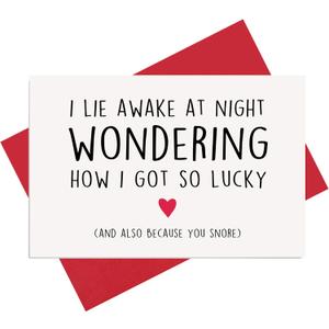 Alzombi Funny Snoring Anniversary Card for Husband Wife, Cute Birthday Card for Boyfriend Girlfriend, Snore Valentines Day Cards for Him Her