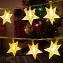 Minetom Star String Lights Plug in - 33 ft 100 LED Star Fairy String Lights with Remote and Timer, Waterproof for Bedroom Tent Loft Bed Shelf Porch Patio Garden Party Dcor, Warm White + Multicolor