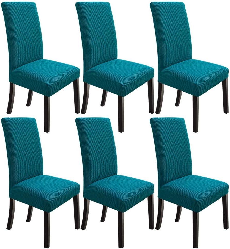 NORTHERN BROTHERS Chair Covers for Dining Room, Kitchen Parsons Chair Covers, Washable Dining Chair Slipcovers Seat Protector for Hotel, Banquet, Ceremony Teal  (6)