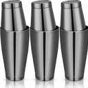 Sabary 6 Pcs Cocktail Shakers Professional Bar Shaker Boston Set Stainless Steel Martini Drink Mixer Basic Tool Weighted Shake Metal Can Cocktail Shaker Set, 18 Oz, 28 oz (Black)