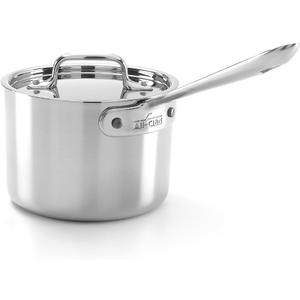 All-Clad D5 5-Ply Brushed Stainless Steel Sauce Pan 2 Quart Induction Oven Broiler Safe 600F Pots and Pans, Cookware Silver