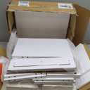 Floating Nightstand Set of 2 with Charging Station  Modern White Wall Mounted Bedside Tables with Walnut Fluted Drawers  Mid Century Nightstands for Bedroom, Small Spaces, Retro MCM Style