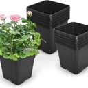 HOSTIC 5 Gallon Square Nursery Pots Flexible Plastic Pots for Plants Gallon Pot with Drainage Holes 10 Pcs (Black)