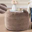 Round Pouf Ottoman for Living Room 20"x15" Bean Bag Ottoman Soft Top Comfortable Small Foot Stool Foot Rest Pouf Brown Tall Footstool Ottomans Round Hassock Boho Furniture Floor Poufs for Sitting