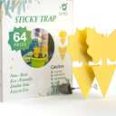LFSYS 64 Pcs Sticky Traps for gnat, Yellow Sticky Fruit Fly Traps for Indoors Plants, Indoor Safe for Gnat, Fruit Fly, White Fly, Aphid, Leaf Miner