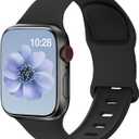 2 x Sport Band Compatible with Apple Watch Bands 40mm 44mm 41mm 38mm 45mm 42mm 49mm Women Men, Soft Silicone Strap Waterproof Replacement for iWatch Bands Series 9 SE 8 7 6 5 4 3 2 1 Ultra/Ultra 2 Black