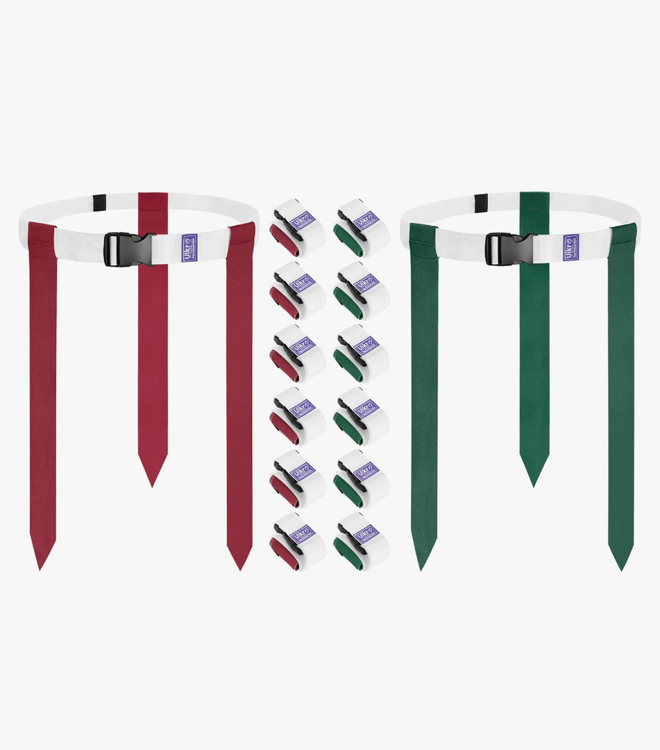 Flag Football Belts, 14 Player White Flag Football Set with 42 Flags for Adult Youth Kids Training