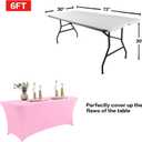 IVAPUPU 2 Pack 6FT Table Cloth for Rectangular Fitted Events Stretch Pink Table Covers Washable Spandex Spring Tablecloth Protector for Party, Wedding, Cocktail, Banquet, Festival