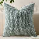 Allorry Decorative Couch Throw Pillow Covers 18x18 Green Striped Soft Wool Pillow Covers Neutral Textured Boho Cushion Covers for Modern Farmhouse Sofa Bedroom Living Room Decor SY011-D18