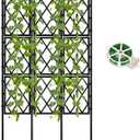 5.25FT Garden Trellis for Climbing Plants Outdoor, Black Iron Pipe Support Fence,Metal Wall Lattice Climbing Frame for Potted Plants Indoor for Ivy Vines Vegetable Flower, Patio, Lawn, Yard, Backyard