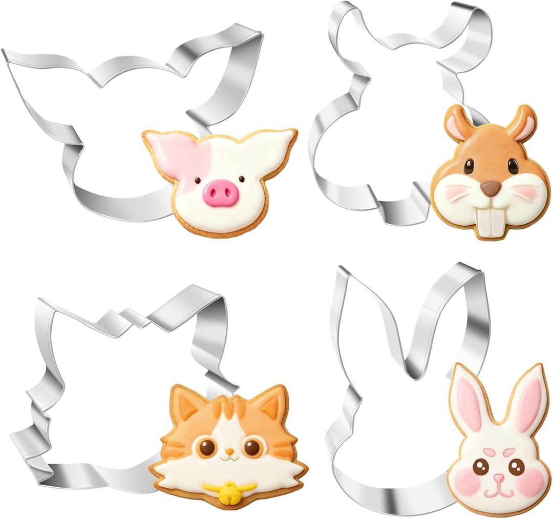 2 x Animal Cookie Cutters, 4 PCS Large Cute Cookie Cutters Set