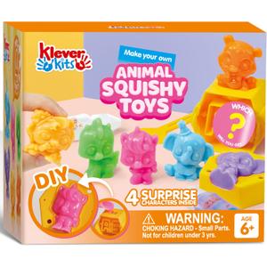 Klever Kits Squishy Toys, DIY Squishy Animal Making Kit, Mystery Box with 4 Surprise Characters Inside, Arts and Crafts, Kids Craft for Kids Ages 6+ by JOVA (Small)