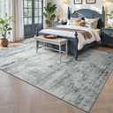 Toneed Abstract Area Rug 8x10 Modern Washable Rug Soft Non Slip Rug Low Pile for Bedroom Living Room Dining Room Grey