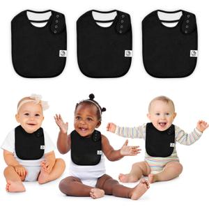 Organic Cotton Baby Drool Bibs (3-Pack) Thick 345 GSM, Soft & Absorbent, Teething Bibs for Boys and Girls