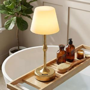 IP65 Waterproof Shower Lamp for Bathroom, Cordless Lamp Rechargeable Battery Operated, 3-Colors Dimmable Wireless Touch Lamp for Bathtub, Shower Light, Bath Light and Relaxing Routines, 1 Pack