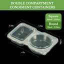 10 Sets Double Compartment Condiment Container with Lids, Disposable Plastic Snack Containers, Sauce Containers for Take-out Sauce, Salad Dressing, Sampling, Travel Snack