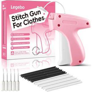 Stitch Gun for Clothes, Handheld Stitch Gun Quick Clothing Fixer, Portable Tagging Gun for Home & Retail Use, Includes 6 Needles,1000 Black & 1000 White Fasteners (Pink,1pc+2000tag)