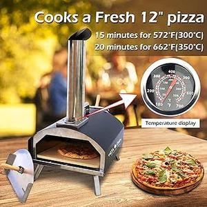 KT THERMO Wood Fired Pizza Oven, Portable Min Pizza Oven for Outdoor Cooking, Includes Pizza Grill, Pizza Peel and Pizza Stone