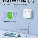 European Travel Plug Adapter, 2500W AC Outlet Extender with 20W Type C Charger,Power Adapter for Italy Spain France Germany(20WPD)