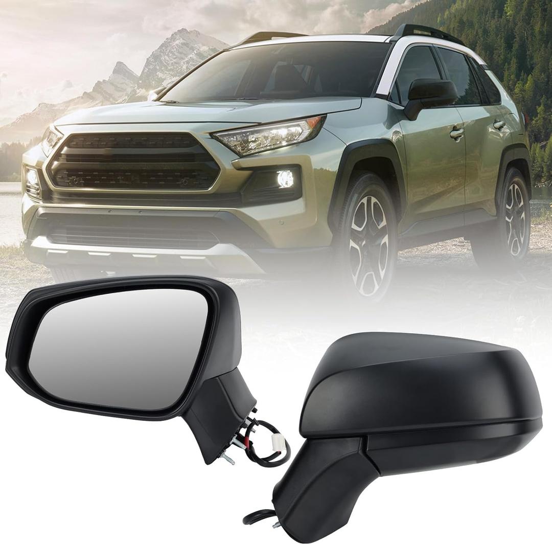 Left Driver Side Mirror Compatible with Toyota RAV4 2019 2020 2021 2022 2023 2024 Power Manual Folding Non-Heated Door Rear View Mirrors 3 Pins
