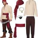 Spooktacular Creations Men Pirate Costume, Adult Halloween Costume Renaissance Medieval Viking Pirate Costume for Cosplay Size XL