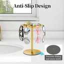 LSK Metal Sunglasses Organizer, Glasses Holder Stand with Storgae Tray, Eyeglasses Holder with Anti-Slip Pads for Tabletop, Desk, Dresser, Gold