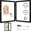 Magnetic Dry Erase Hidden Whiteboard with Black Wooden Frame, Gray Fabric Bulletin Board Exterior and Whiteboard Interior, 11.8x15.7inch (30x40cm)