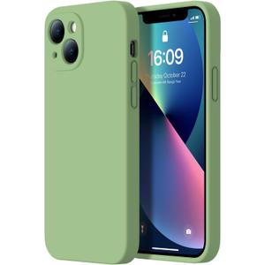 Designed for iPhone 13 Mini Case - Upgraded Camera Protection - Soft Microfiber Lining Inside - Liquid Silicone Shockproof Protective Phone Case 5.4" for Men Women Girls - Tea Green