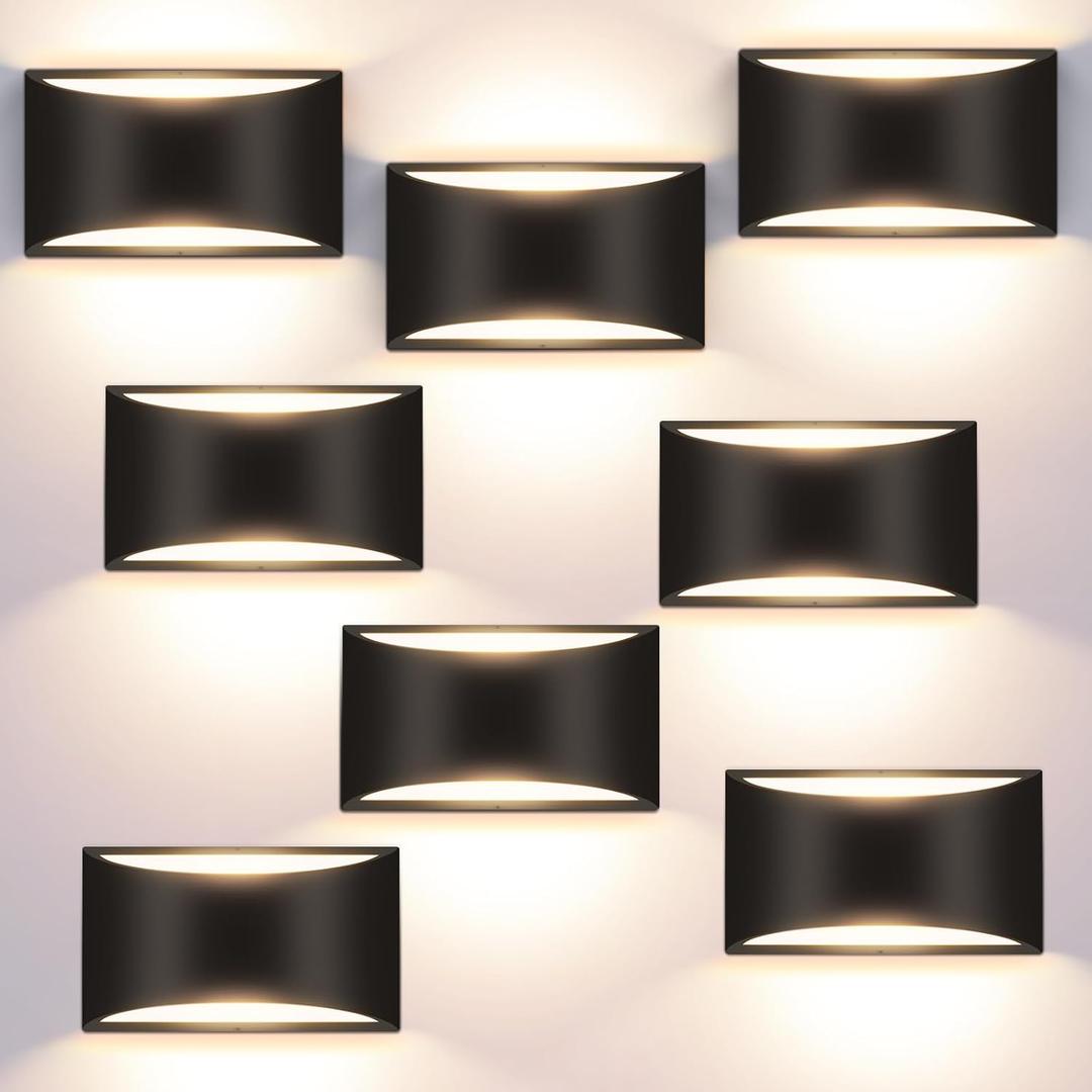 8 Pack Black Modern LED Wall Sconce Indoor Wall Lights Hardwired Up and Down Wall Mount Light for Living Room Bedroom Corridor Hallway Conservatory Warm White 3000K(with G9 Bulbs)