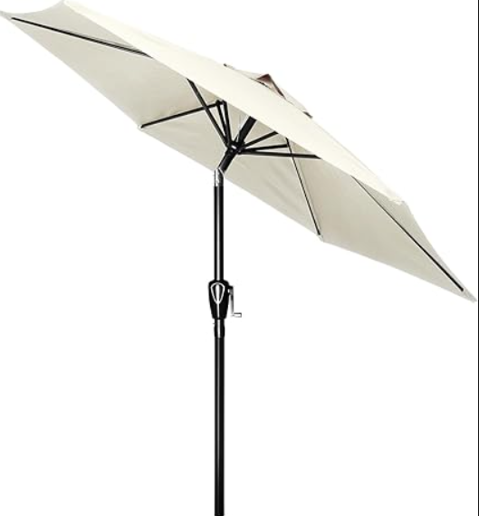 7.5 FT Patio Umbrella with 6 Sturdy Ribs,Parasol Umbrella For Outdoor,Sun Shade Beach Umbrella for Garden, Deck, Pool,Market | UV Protection, Waterproof,Button Tilt & Easy Crank Lift, Heavy Duty Frame