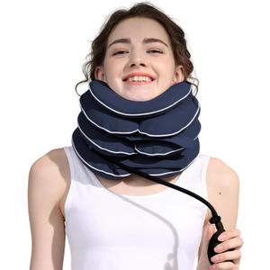 Neck Stretcher Cervical Traction Device, Adjustable Inflatable Neck Brace with Breathable Washable Fabric, Home Use Neck Relief Tool for Effective Neck Decompression(Blue)