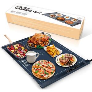 Food Warming Mat - Portable Party Buffet Electric Warming Tray, Foldable Food Warmer, Timed Off, Temperature Adjustable, Suitable for Daily, Outdoor, Party(Dark Blue)