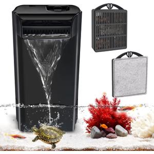 GOZILLA 8W 148GPH Turtle Tank Filter,Aquarium Filter for Low Water Level Tank,Adjustable Water Flow Turtle Filter for Turlte Tank, Fish Tank Filter for 10-30 GAL Aquarium Tank. (Black)