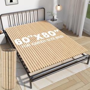 RUNSUNSPRI Bunkie Board Queen Size 60"x80" Natural Bamboo Bed Boards