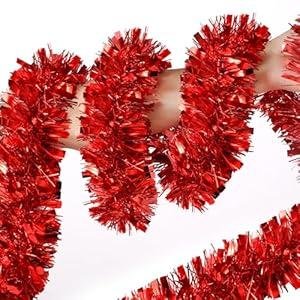 50FT Christmas Tinsel Garland, Xmas Metallic Tinsel Twist Hanging Garland for Christmas Tree Indoor and Outdoor Holiday Party Decoration (Blue)