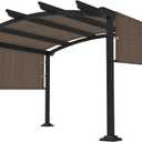 10' 12' Pergola Shade Cover Universal Replacement Canopy Cover Outdoor Durable Fabric Sun Shade Cloth for Deck Patio Porch Backyard Gazebo with Grommets & Weighted Rods, Brown