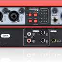 2-in-2-out USB Audio Interface, 32-Bit/384kHz DSP, 48V Phantom Power, Real-Time Monitoring, Red (NMX02)