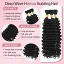#1B Black Hair Braiding Natural Black Deep Wave Boho Hair for Braiding 16 16 16 inch 150g No Weft #1B Deep Culy Human Braiding Hair 3 Bundles for Knotless Braids