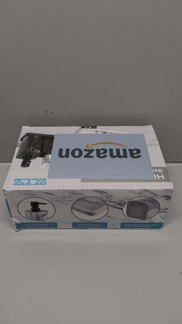 ZCCZ Grey Bathroom Accessory Sets, 3 Pieces Bathroom Accessories Complete Set Vanity Countertop Accessory Set, Tumbler, Toothbrush Holder and Tray