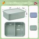 Layhit 2 Pcs Silicone Bento Box for Adults, 27 oz Bento Lunch Container Reusable 2 Compartment Lunchable Food Container for Women Men, Leak Proof Microwave Dishwasher Freezer Safe (Gray Blue,Green)