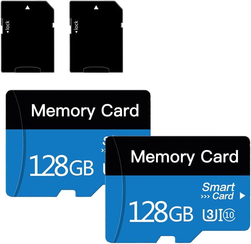 2 Pack 128 GB Micro Memory Card with Adapter, TF Card Class 10, sd Memory Card for Camera/Smartphone/Tablet/Drone (Blue 128GB*2)