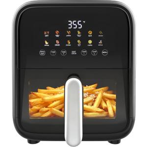 NEWBULIG 7.9QT Air Fryer with Transparent Window, 12-In-1 Large Air Fryers for Family, 400F Wide Temperature for Rapid Heat, Roast Bake Dehydrate Reheat, Dishwasher Safe, Nonstick Basket, 1800W