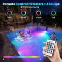 Solar Pool Lights Only for Inground Pools with Remote, 56 LEDs Brighter 3-Sided 180 Underwater Glow, 10 Colors 4 Modes, 3 Brightness Levels, IP68 Waterproof1 Pack