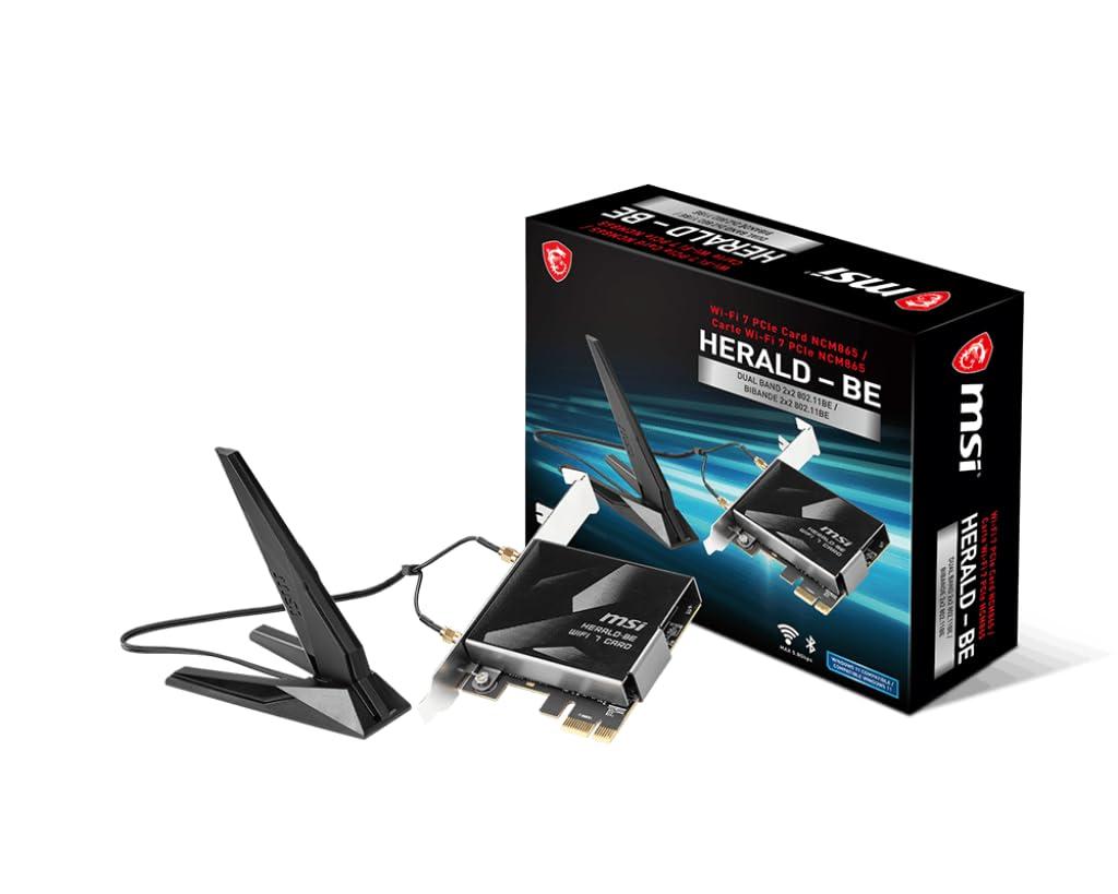 MSI Herald-BE WI-FI 7 MAX (Wi-Fi 7, 802.11BE, Bluetooth 5.4, PCIe, Multi-Link Operation Technology, External Antenna)