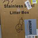 Stainless Steel Cat Litter Box with Lid, XL, 19.7” L x 13.8” W x 11.8”H Deep, Large Metal Litter Box with High Side, for Small and Large Cats, Anti-Leakage Non-Sticky Easy Cleaning Include Litter Scoop